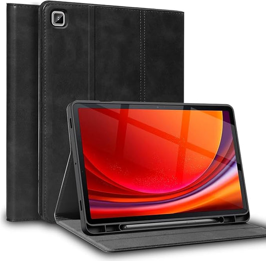 for Samsung Galaxy Tab S6 Lite 10.4 inch Case with S Pen Holder 2020/2022/2024 Model(SM-P610/P615/P613/P619/P620/P625) Genuine Leather Cover Protective Shell,Auto Wake/Sleep.Black