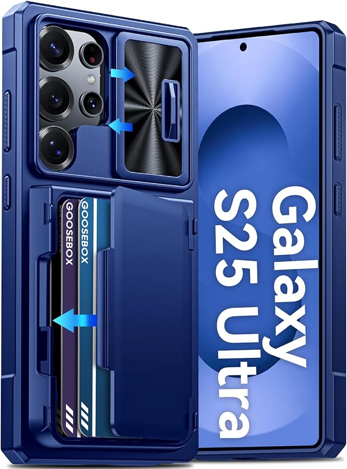 for Samsung Galaxy S25 Ultra Case Wallet with RFID [Cards Holder][Camera Cover][Edge Raised] Full Body Shockproof Silicone Protective Phone Case for Galaxy S25 Ultra 6.9" 2025 (Blue)