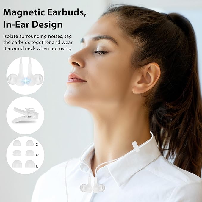 USB Headphones for PC Laptop,Magnetic 7.5FT Wired Earbuds Computer Headset with Microphone Control Mute Mic Noise Canceling in Ear Eartips Corded Earphone for MacBook Pro Zoom Meetings Chromebook