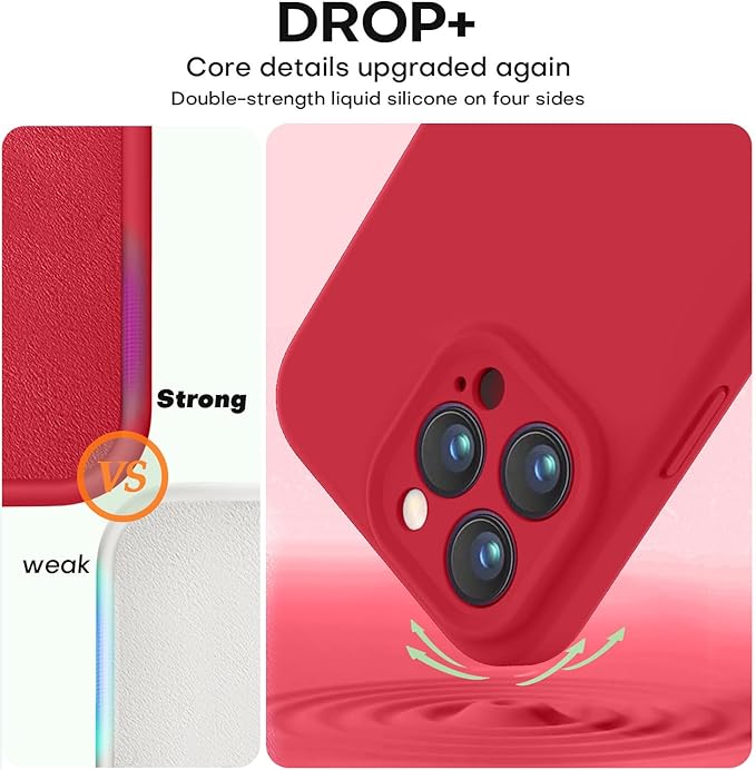 Vooii Compatible with iPhone 14 Pro Max Case, Liquid Silicone Upgrade [Camera Protection] [Soft Anti-Scratch Microfiber Lining] Shockproof Phone Case for iPhone 14 Pro Max 6.7 inch - Red