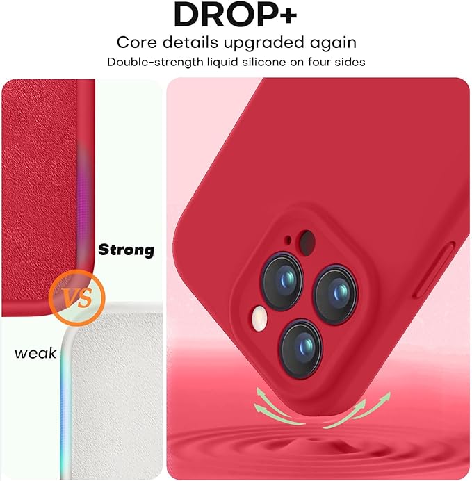 Vooii Compatible with iPhone 15 Pro Max Case, Upgraded Premium Silicone, [Camera Protection] [Soft Anti-Scratch Microfiber Lining] Shockproof Phone Case for iPhone 15 Pro Max 6.7 inch - Red