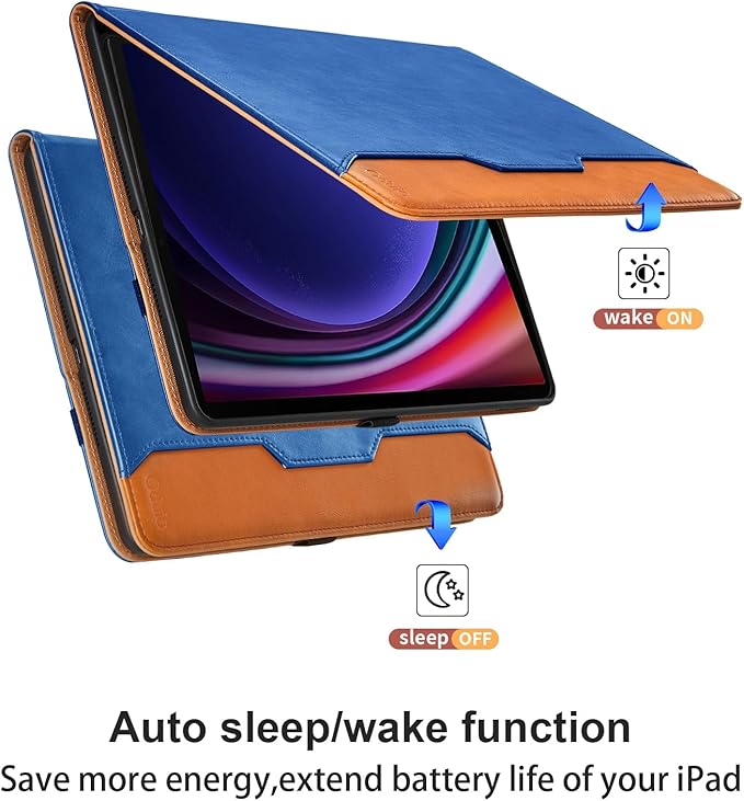 Case for Samsung Galaxy Tab S10 Lite/ S10 FE/ S9 FE 10.9 Inch/ S9 11 Inch, PU Leather Folio Case with S Pen Holder and Pocket, Auto Wake/Sleep Smart Tablet Cover, Blue