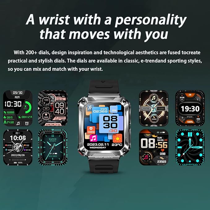 Smart Watch (Answer/Make Calls) for Women Men, Smartwatch with Headphones,110+ Sports Activity Trackers,1.96" HD Fitness Watch with Heart Rate Monitor Sleep Monitor, for iOS Android (Black)