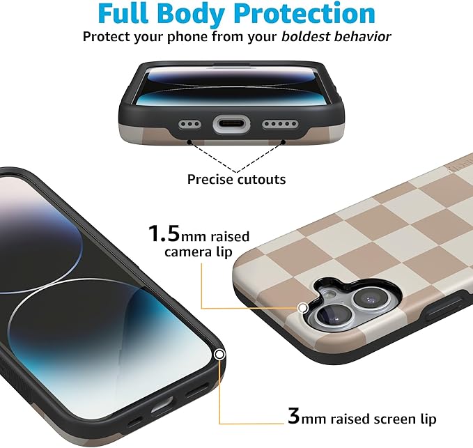 Casely iPhone 17 Case | Fit Check | Neutral Checkerboard | Compatible with MagSafe | Bold Protective Design