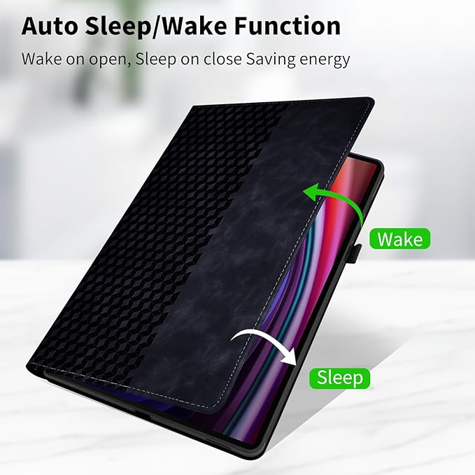 Case for Samsung Galaxy Tab S10 Plus 2024/ S9 Plus/S9FE Plus 12.4,360 Degree Rotating PU Leather Folio Protective Cover with Auto Sleep/Wake,Card Holder&Shoulder Strap for Woman Man, Black