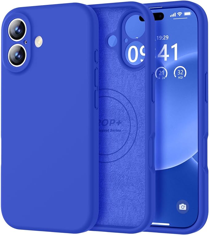 Vooii Magnetic Compatible with iPhone 17 Case (Compatible with Magsafe) (Upgraded Camera Protection) Liquid Silicone Shockproof Full Body Protective Phone Cover for Women Men, Klein Blue, 6.3"