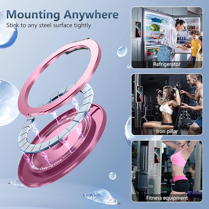 for Samsung Galaxy S22 Ultra Case Compatible Wireless Charging Magnetic,with Screen Protector,for S22Ultra Phone Case with 360°Stand Ring Military Grade Shockproof Heavy Duty Protection Pink