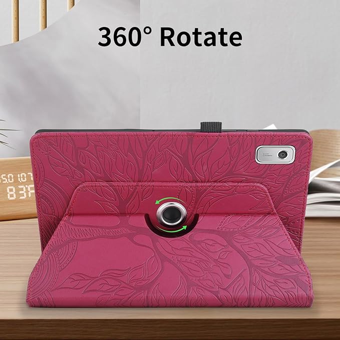 Rotating Case for Lenovo Tab M9 9.0 inch (TB-310FU) 2023 Released PU Leather Cover Lightweight Flip Stand Shell with Pen Holder for Lenovo Tab M9 9" 2023 Tablet-Red
