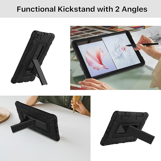 Case for Samsung Galaxy Tab A 10.1 2019, Hybrid Shockproof Rugged Drop Protection Cover with Kickstand for Samsung Galaxy Tab A 10.1 Inch SM-T510 / T515(Black)