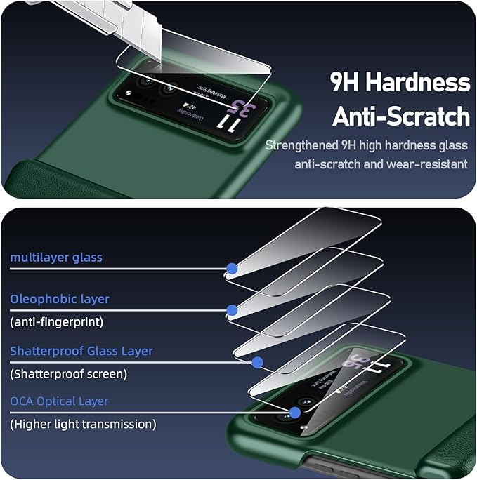 for Motorola Razr 2023 Case, Built-in Screen Protector & Hinge Protection & Ultra Thin Matte PC Shockproof Phone Cover Smartphone Case for Moto Razr 2023 (Green)