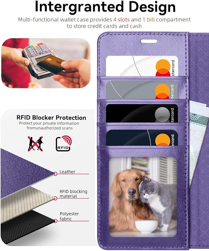 OCASE Compatible with Galaxy S25 Ultra Wallet Case, PU Leather Flip Folio Case with Card Holders RFID Blocking Kickstand [Shockproof TPU Inner Shell] Protective Phone Cover 2025, Purple