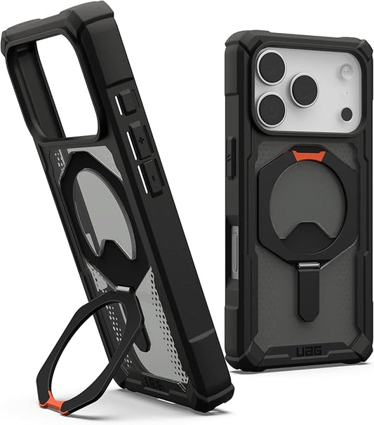 URBAN ARMOR GEAR UAG Designed for iPhone 17 Pro Case with Kickstand Plasma XTE - Compatible with MagSafe Transparent Military Grade Protective Cover, Black/Pop Orange