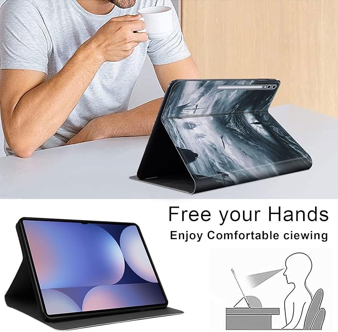 Case for Samsung Galaxy Tab S10 Ultra/Galaxy Tab S9/S8 Ultra 14.6-Inch, Slim PU Leather Stand Cover with Auto Wake/Sleep, Multi-Angle Viewing & Shockproof, Eye of a Dragon