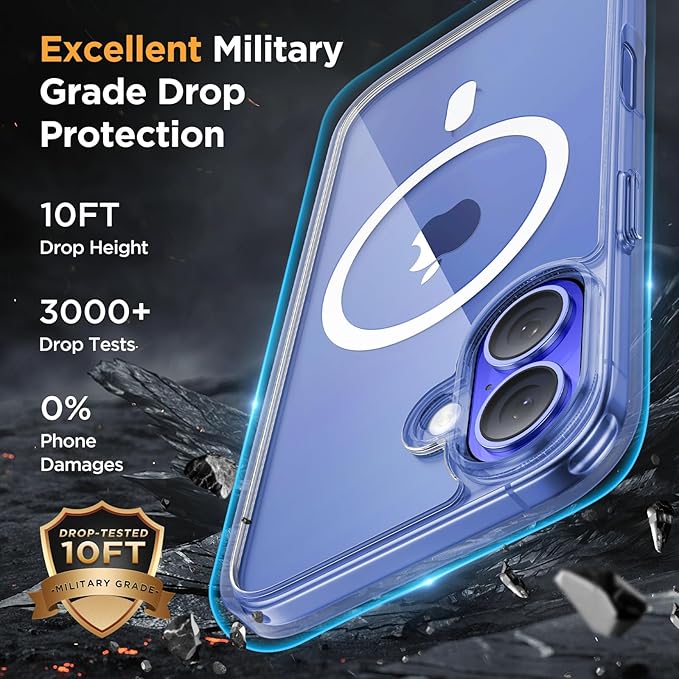 Miracase Magnetic Series for iPhone 16 Case [Compatible with MagSafe] [with 2X Screen Protectors] Military-Grade Protection, Anti-Fingerprint, Slim Phone Case for iPhone 16 6.1 inch - Crystal Clear