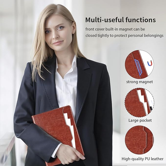 Case for Samsung Galaxy Tab S8 Plus 2022 /S7 FE 2021 /S7 Plus 2020 12.4 Inch - PU Leather Folio Case with S Pen Holder and Pocket, Auto Wake/Sleep Smart Tablet Cover, Brown