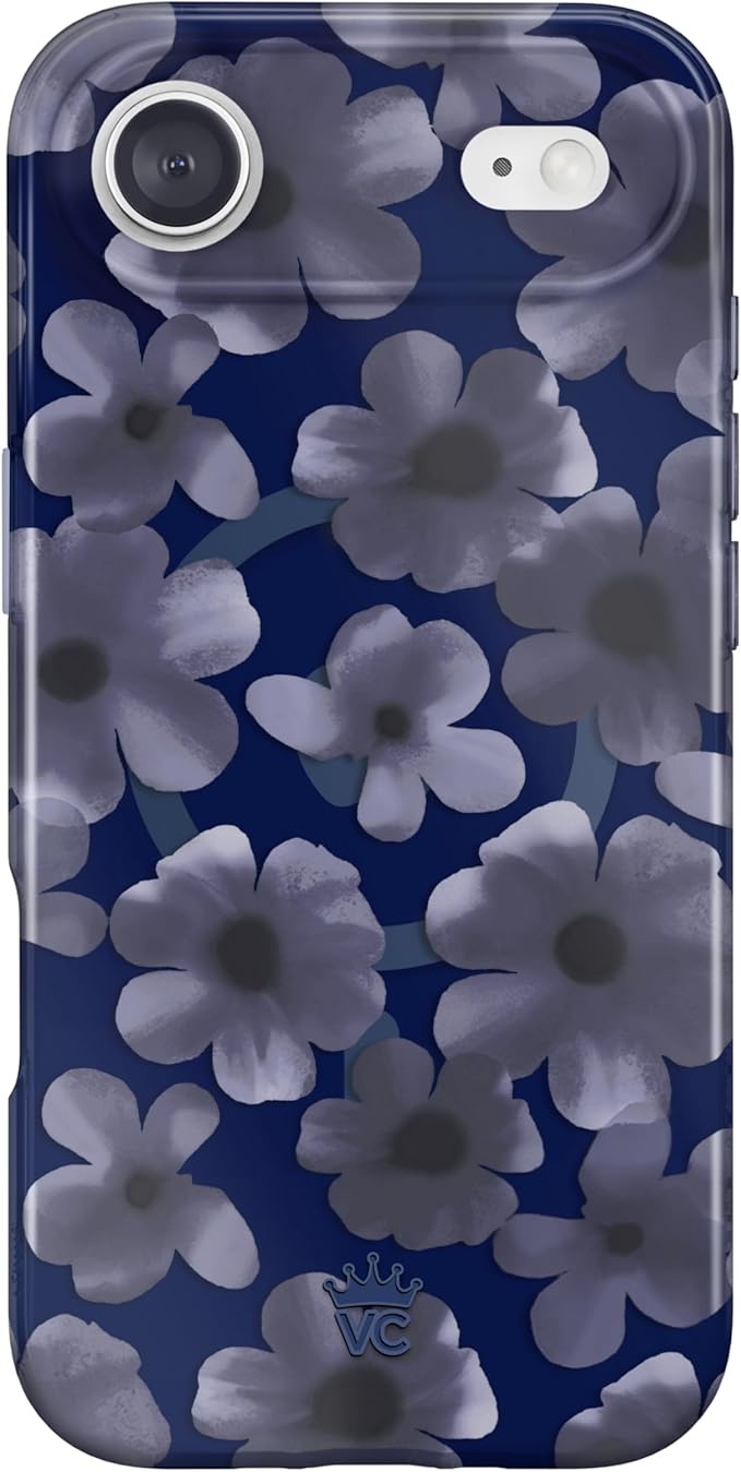 VELVET CAVIAR Case for iPhone 17 Air | Compatible with MagSafe | 10ft Drop Tested | Protective Designer Cases | Midnight Blossom Blue Flowers