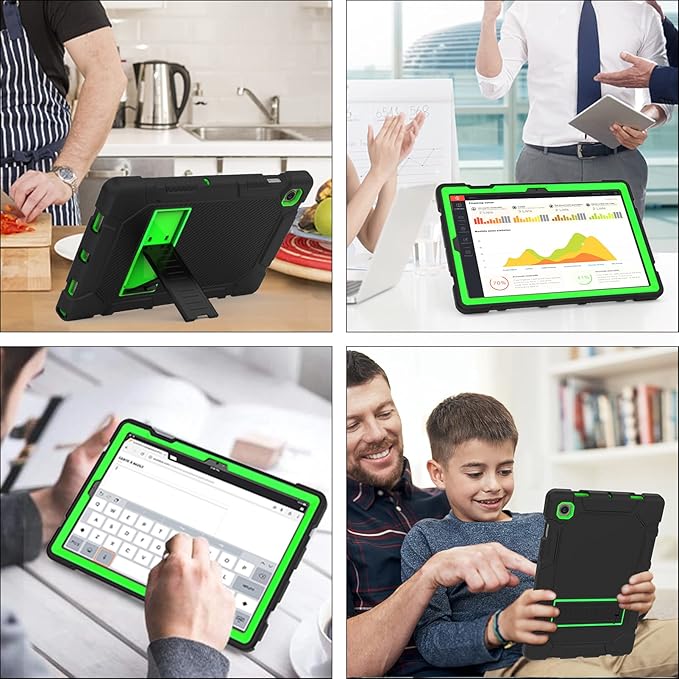 Rantice Galaxy Tab A8 10.5 Case with Kickstand, Hybrid Shockproof Rugged Cover for Samsung A8 Tablet Case 10.5 Inch (SM-X200/X205/X207), Black+Green