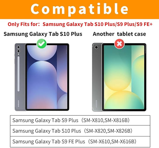 Case for Samsung Galaxy Tab S10 Plus 2024/ S9 FE Plus 5G 12.4 Inch 2023 with Pocket 360° Rotating Multi-Angle Stand Cover Auto Wake/Sleep PU Leather Business Folio Protective Cases, Orange