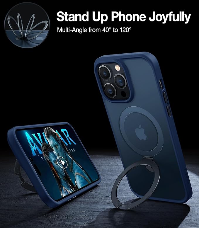 TORRAS Shockproof Magnetic for iPhone 13 Pro Max Case [Fit for Magsafe] with Stand, [10ft Military Drop Protection] Translucent Back Slim Protective 13 Pro Max Phone Case 6.7 inch, Blue