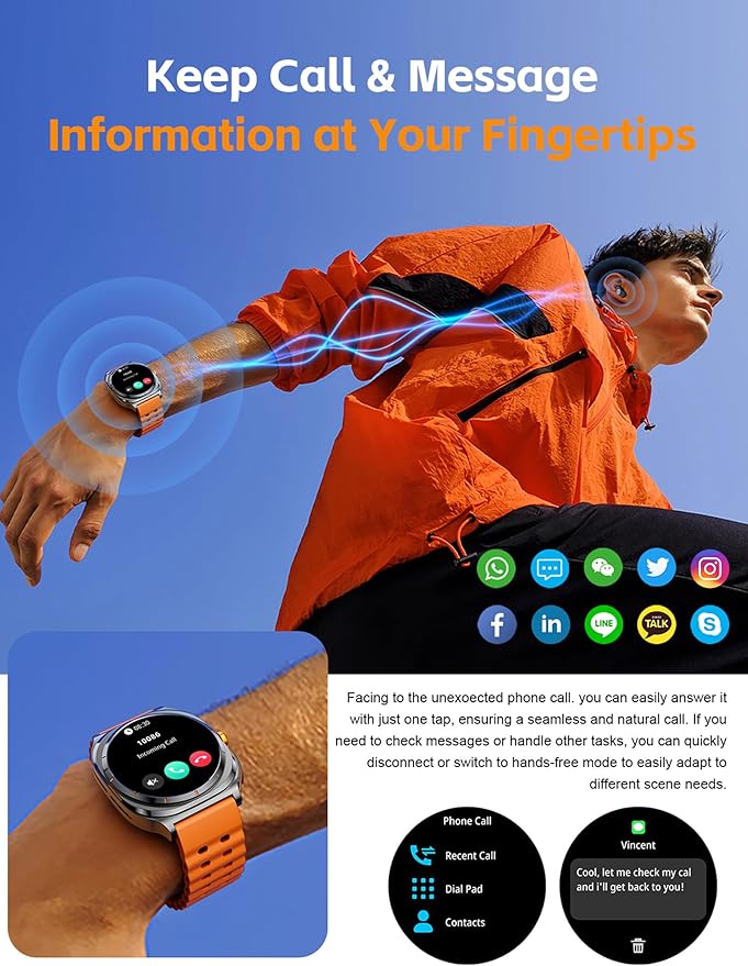 ZJX Smart Watch with Earbuds(Answer&Make Calls) 1.53" HD Screen Smartwatch for Men, Sports Watches 100+ Sports Modes (Cycling/Fitness/Hiking), Rugged Military Bluetooth Call Fitness Tracker