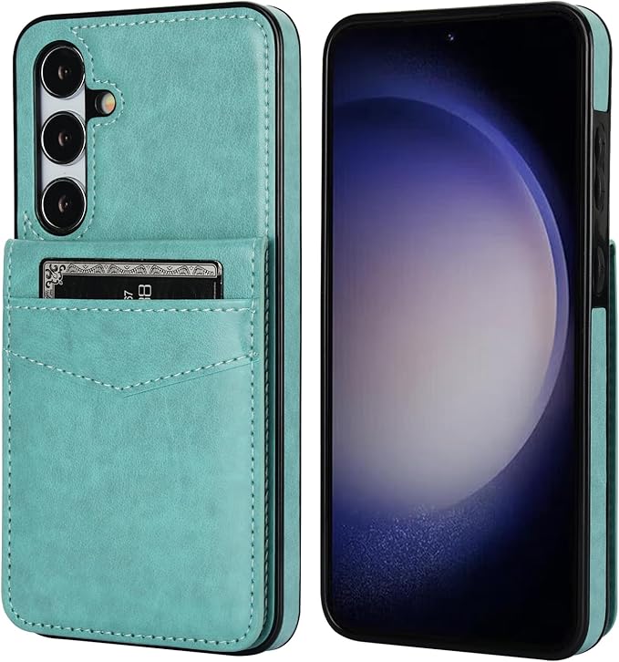 KIHUWEY for Samsung Galaxy S24 Plus Case Wallet with Credit Card Holder, Flip Premium Leather Magnetic Clasp Kickstand Heavy Duty Protective Cover for Samsung Galaxy S24 Plus 6.7" (Mint Green)