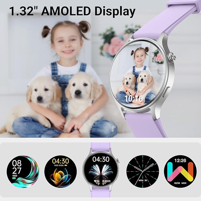 Fitpolo Smart Watch for Women,1.3" AMOLED Touchscreen Fitness Tracker, Make/Answer Calls, Heart Rate SpO2 Monitor, IP68 Waterproof, Sleep & Activity Tracking Smartwatch for Android Phones iPhone