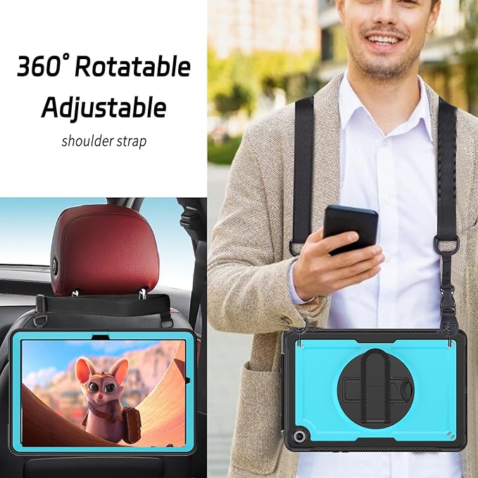 ZenRich Case for Samsung Galaxy Tab A9 Plus / A9+ 5G 11" 2023 (SM-X210/X216/X218),Heavy Duty Shockproof Protective Case with 360 Rotating Kickstand Hand & Shoulder Belt for Galaxy Tab A9 Plus 11 inch