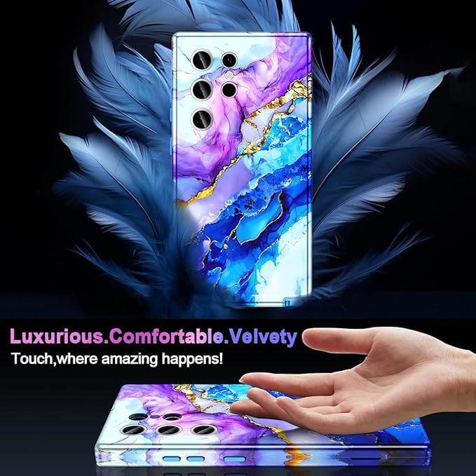 Casetego for Galaxy S24 Ultra Case,Compatible with MagSafe,[Military Grade Drop Test] Full Body Protection Slim Shockproof Rugged Marble Women Case for Samsung Galaxy S24 Ultra 6.8 inch,Azure Blue