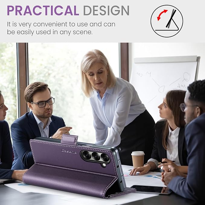 for Samsung Galaxy Z Fold 7 Case, Premium PU Leather Wallet Case Flip Cover with [RFID Blocking][Card Holder][Stand Function] Shockproof Protective for Samsung Galaxy Z Fold 7, Purple