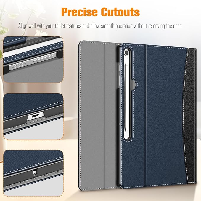 Fintie Case for Samsung Galaxy Tab S10 FE Plus 13.1 Inch 2025 Model (SM-X620/X626) with Built-in S Pen Holder, Multiple Angle Portfolio Business Cover with Pocket Auto Sleep/Wake, Navy