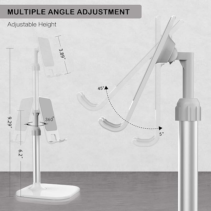 Doboli Cell Phone Stand, Phone Stand for Desk, Phone Holder Stand Compatible with iPhone and All Mobile Phones Tablet, Gifts for Adults Women Men Mom Wife, White