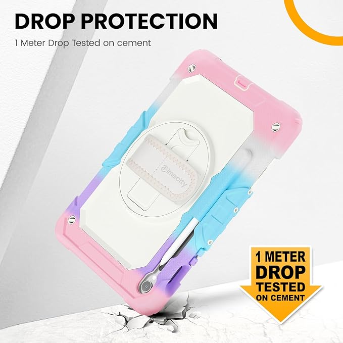 Timecity Case for Samsung Galaxy Tab S10 FE/ S9 FE 5G 10.9 Inch/ S9 11 Inch - Heavy Duty Protective Cover with Screen Protector, Rotating Stand, Shoulder Strap, S Pen Holder | Kids-Friendly, Pink Camo