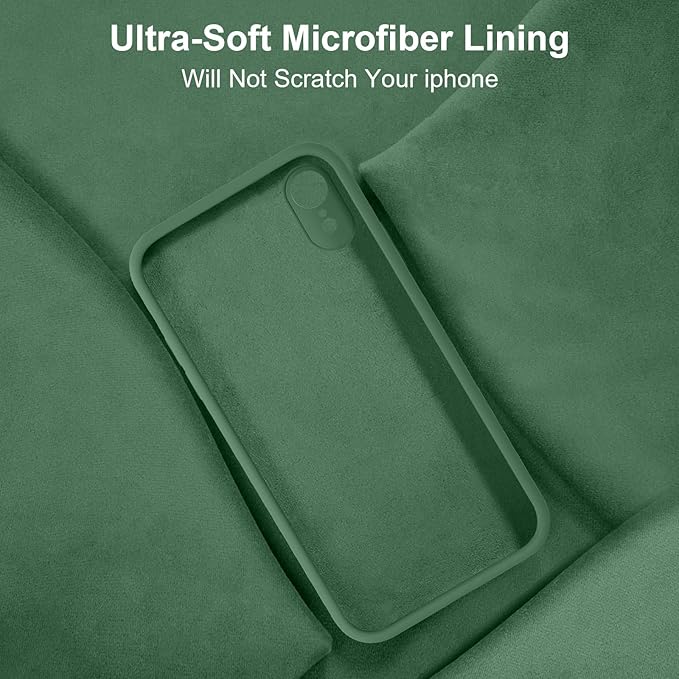 Vooii Compatible with iPhone XR Case, Upgraded Liquid Silicone with [Flat Edges] [Camera Protection] [Soft Anti-Scratch Microfiber Lining] Phone Case for iPhone 10 XR 6.1 inch - Green