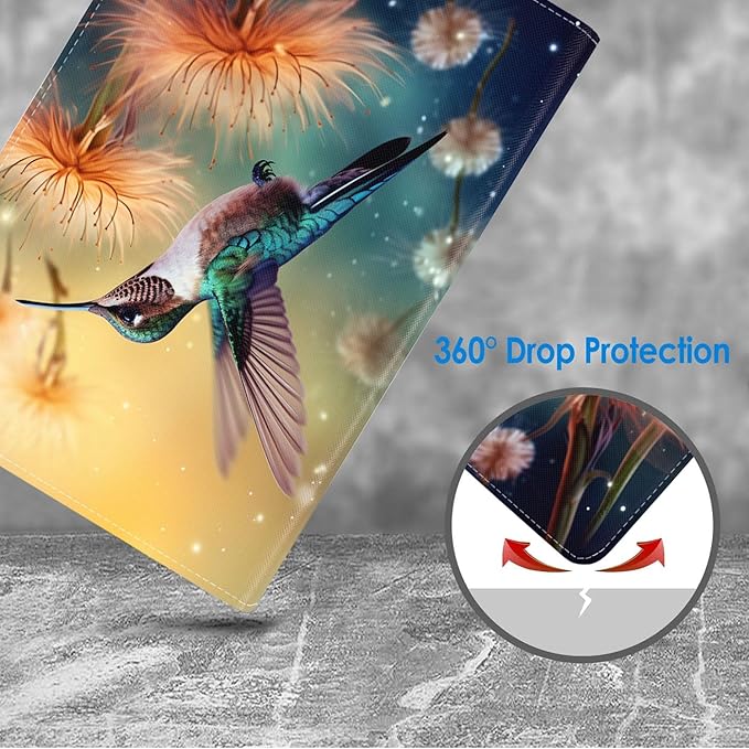 Case for Samsung Galaxy Tab A9 Plus 11 Inch 2023 Model (SM-X210/X216/X218), Slim Lightweight PU Leather Stand Cover with Auto Wake/Sleep, Hummingbird Dandelion