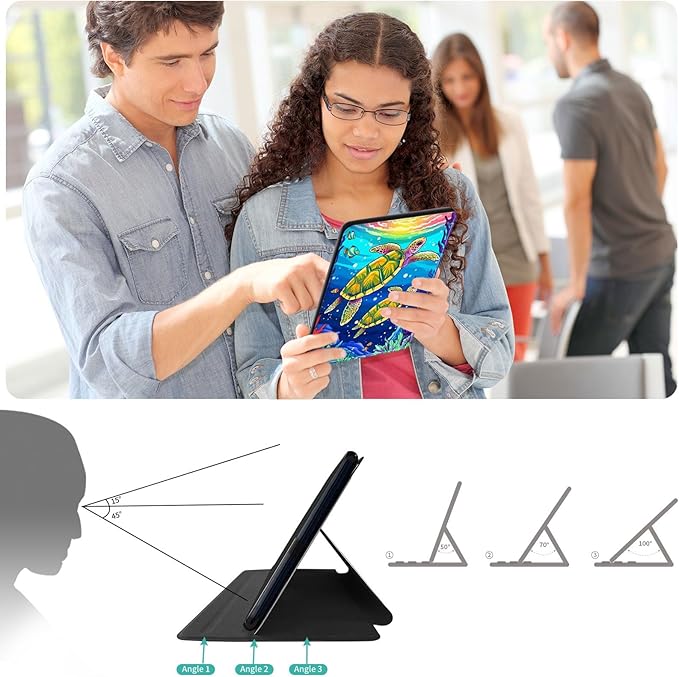 Case for Lenovo Tab P11 Plus Case 2021 (TB-J616F / J616X), 360 Degree Rotating Folding Stand,with Auto Sleep/Wake Case for Lenovo Tab P11 11” 2020 (TB-J606F TB-J606X),Green Corals sea Turtle