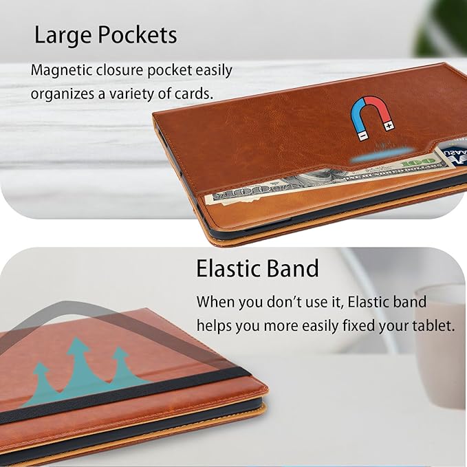 Case for Samsung Galaxy Tab A7 Lite 8.7 Inch 2021 Cover (Model SM-T227/T225/T220) Multi-Angle Viewing Stand with Hand Strap, Brown