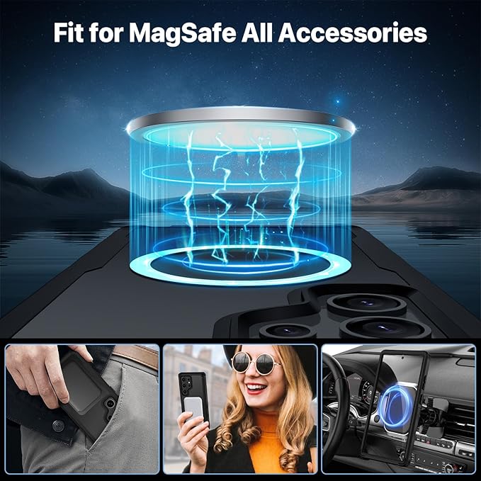 CENHUFO Magnetic Privacy for Samsung Galaxy S24 Ultra Case, Full Body Phone Case with Built-in Privacy Screen Protector and Camera Lens Cover, Anti Peep Shockproof Protective Clear Bumper - Black