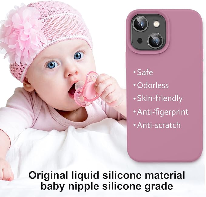 Vooii Compatible with iPhone 14 Case,[Silky Touch Premium Liquid Silicone] [Soft Anti-Scratch Microfiber Lining], Ultra Slim Shockproof Protective Case for iPhone 14 - Lavander Purple