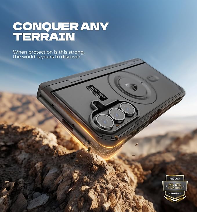 Dexnor Magnetic for Samsung Galaxy Z Fold 7 Case with Dual Kickstands & Front Screen Protector & Hinge Protection, Compatible with MagSafe, Full-Body Rugged Protective Cover Bumper Cases,6.5" Black