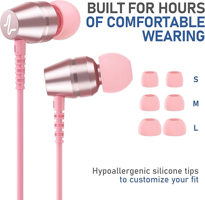 LUDOS OMNITONE USB C Headphones for iPhone 17 16 15 Pro Max Plus Air iPad Pro, 5 Years Warranty, USB-C Earbuds for Samsung Galaxy S24 S23 Ultra S22 S21 FE S20 Z Flip 3, USB Type C Earphones - Pink