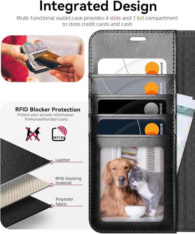 OCASE Compatible with Galaxy S25 FE Wallet Case, PU Leather Flip Folio Case with Card Holders RFID Blocking Kickstand [Shockproof TPU Inner Shell] Protective Phone Cover 2025, Black