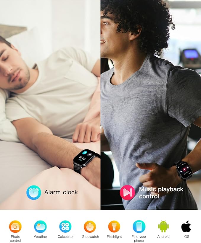 Smart Watch (Answer/Make Calls), 2.1" Curved AMOLED Screen Smartwatch for Men Women 100+ Sport Modes Fitness Watchs with Blood Oxygen/Sleep/Heart Rate Monitor, Smartwatch for Android & iPhone