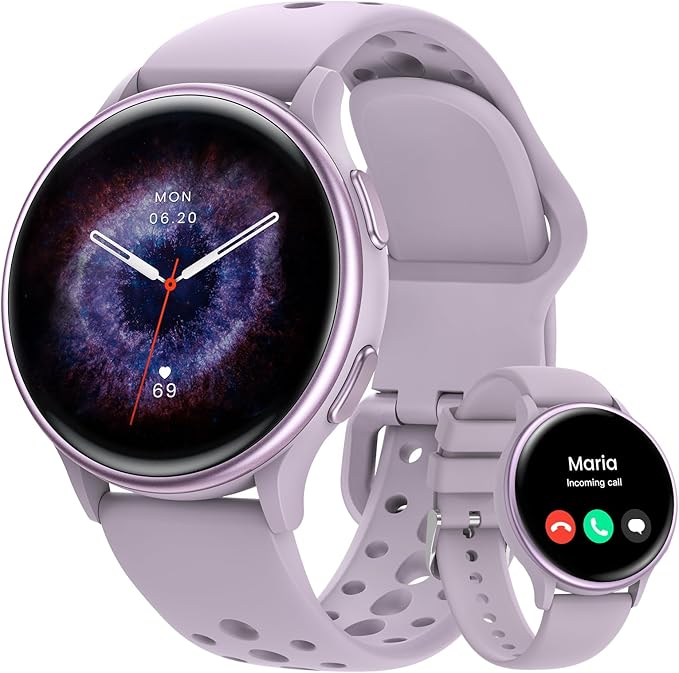 Smart Watches for Women, 42mm Smart Watch with 400+ Watch Face, 70+ Sport Modes, 24/7 Heart Rate, Sleep Monitor, Answer/Make Calls, Waterproof Activity Fitness Tracker for Android & iPhone (Purple)
