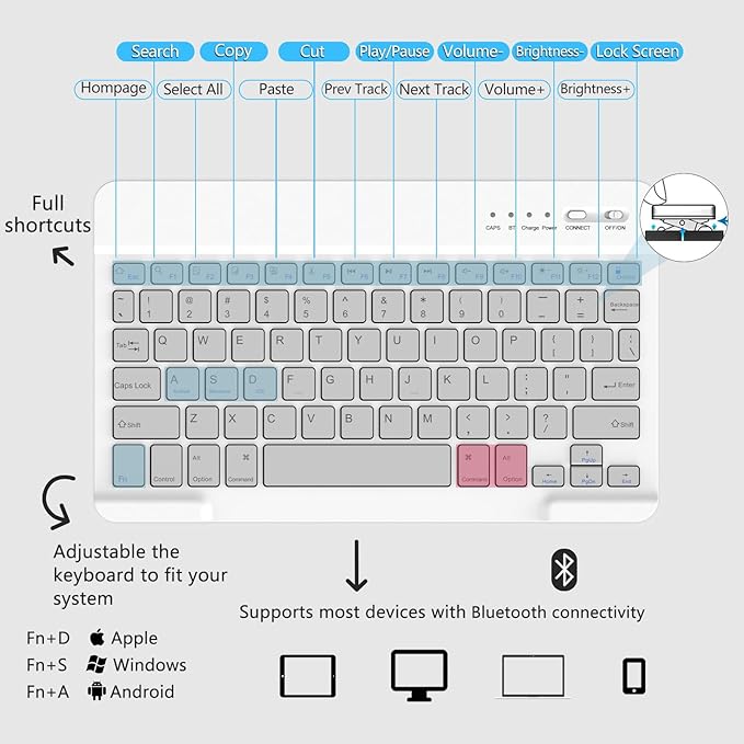 MMK Galaxy Tab A9 Plus Case with Keyboard, Samsung A9 Plus Tablet Case Keyboard (11" 2023, SM-X210/X216/X218), Wireless Detachable-Smoke Gray