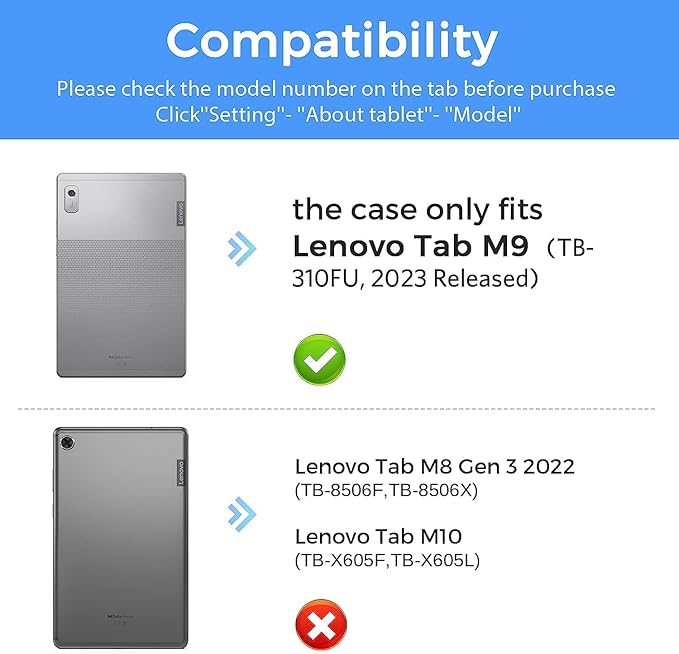 ALILANG Case for Lenovo Tab M9 9 inch 2023 (TB-310FU) with Stylus, Shockproof Folding Stand Cover for Lenovo Tab M9 Case-Basalt Eagle