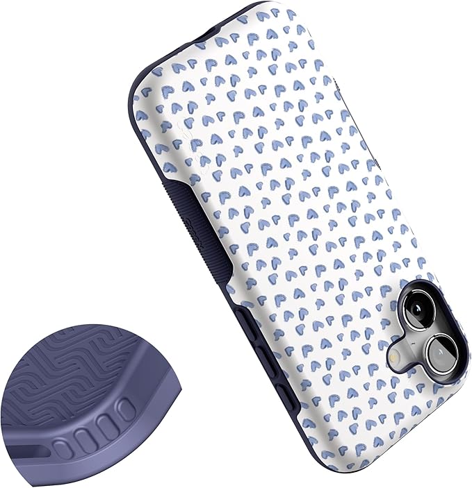 Casely iPhone 17 Case | Lovebug | Blue Hearts | Bold Protective Design | Compatible with MagSafe