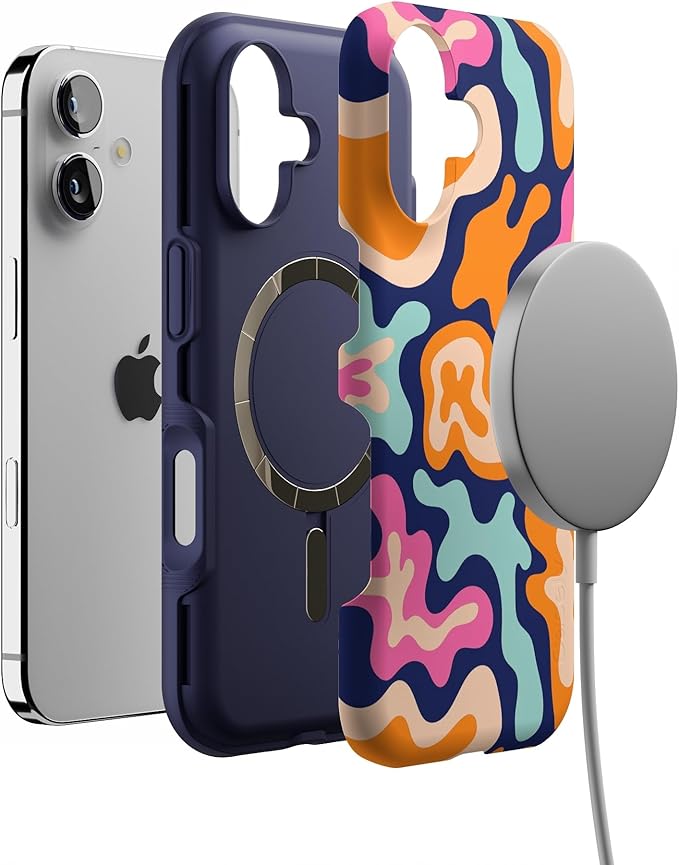 Casely iPhone 17 Case | Midnight Color Splash | Abstract Retro | Bold Protective Design | Compatible with MagSafe
