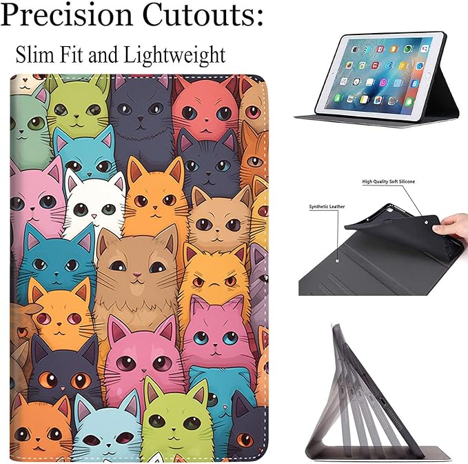 Case for Galaxy Tab A9 Plus ， Auto Sleep/Wake Multi-Angle Viewing Slim Folio Stand Cover for Samsung Galaxy Tab A9+/A9 Plus 11 Inch 2023 (SM-X210/X216/X218), Kawaii Cat