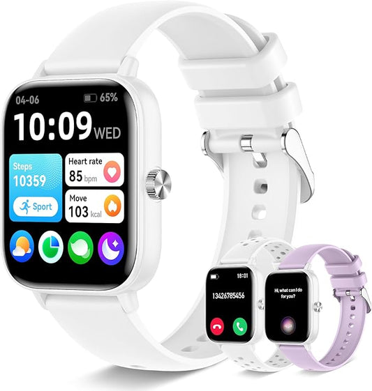 Smart Watch for Women Men (Answer/Make Call), Fitness Tracker, 1.83" HD Screen with 24-Hour Heart Rate/Sleep Monitor, IP68 Waterproof, 130+ Sports Modes, Smartwatch for Android iOS, White