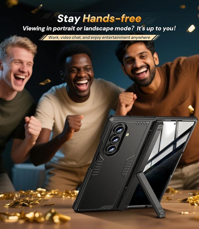 for for Samsung Galaxy Z-Fold-7 Case: Military Shockproof Rugged Hinge & Privacy Screen Protector [Anti Spy] [Dual-Stand] [Anti-Fingerprint] Durable Bumper Cover for Z Fold7 5G 2025 (Black)